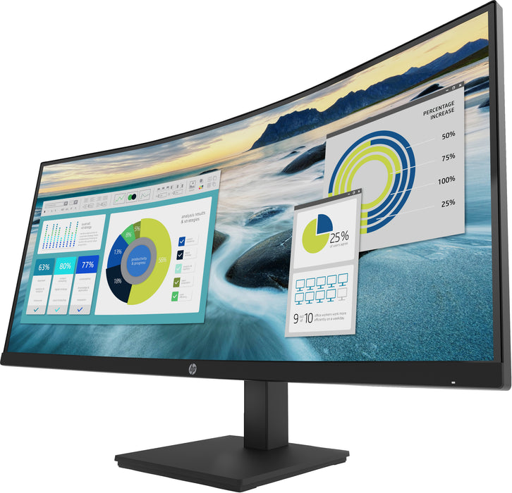 HP P34hc G4 WQHD USB-C Curved Monitor, 86.4 cm (34"), 3440 x 1440 pixels, Quad HD, LED, 5 ms, Black