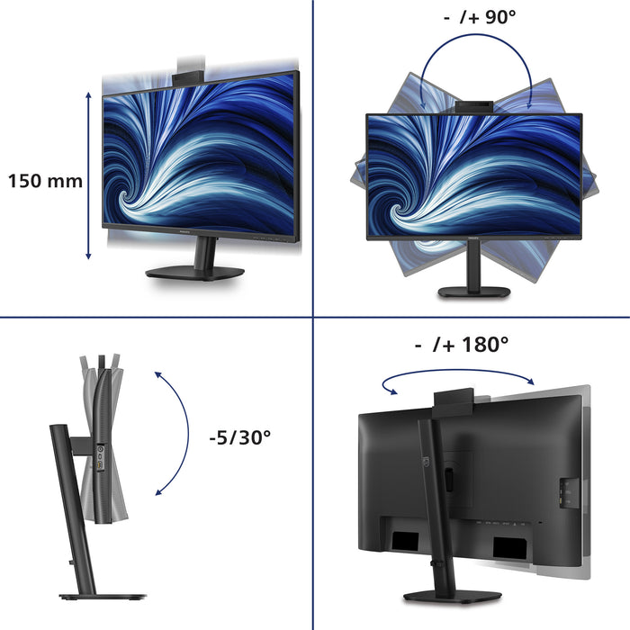 Philips 3000 series 27B2U3601H/00, 68.6 cm (27"), 2560 x 1440 pixels, Quad HD, LCD, 4 ms, Black