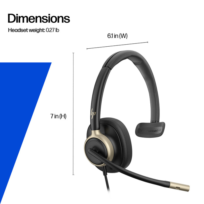 HP Poly Mission 815 Monaural USB Wired Headset, Wired, 122 g, Headset, Black