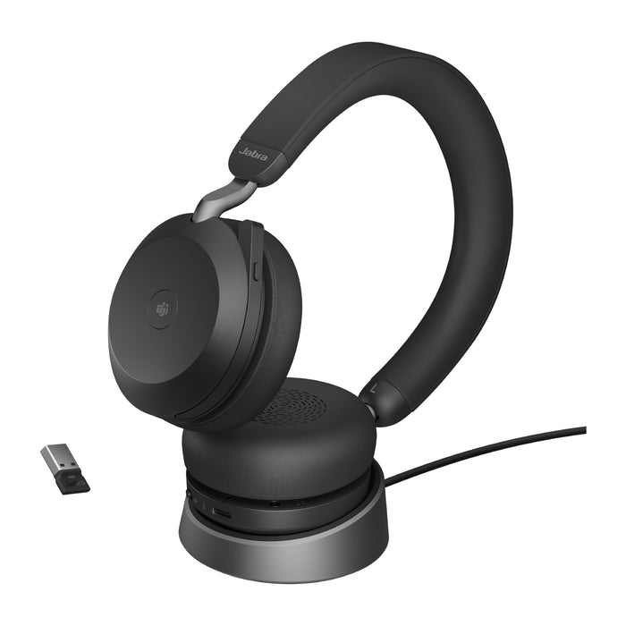 Jabra Evolve2 75 - USB-A MS Teams with Desk Stand - Black, Wireless, Office/Call center, 20 - 20000 Hz, 197 g, Headset, Black