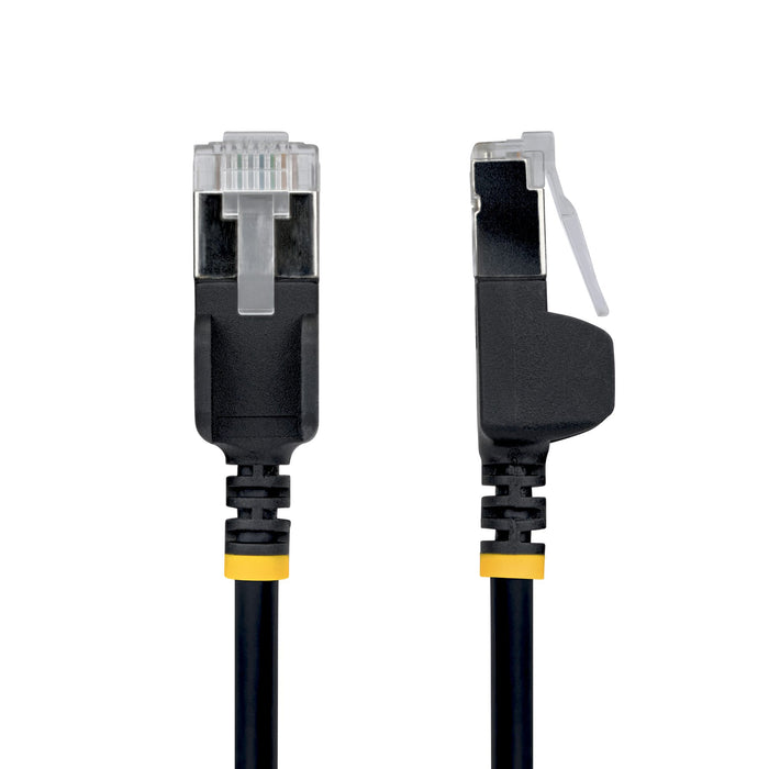 StarTech.com 15cm Black Ultra Slim Cat6A Ethernet Cable, Snagless, FTP, Pure Bare Copper Wire, 34AWG Slim RJ45 Network Patch Cord, Individually Tested, 0.15 m, Cat6a, U/FTP (STP), RJ-45, RJ-45, Black