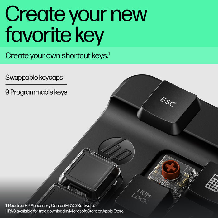 HP 430 Programmable Wireless Keypad, Wireless, Bluetooth, Black
