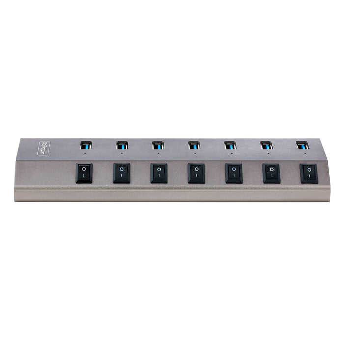 StarTech 7 Port Self-Powered USB C Hub with Individual On/Off Switches, USB 3.0 (5Gbps) Expansion Hub with Power Supply, Desktop Laptop USB-C to USB-A Splitter