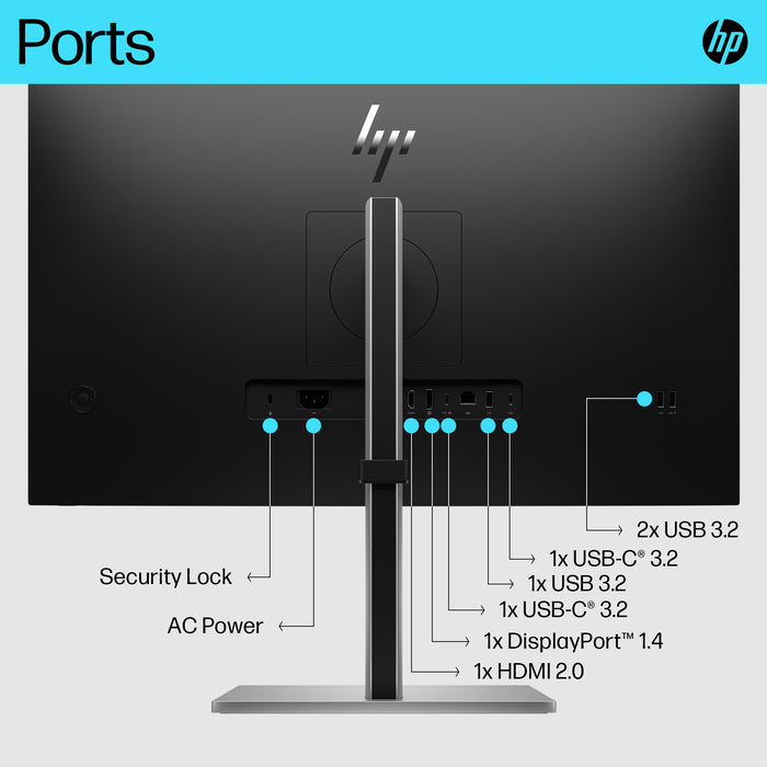 HP E-Series E27k G5 4K USB-C Monitor, 68.6 cm (27"), 3840 x 2160 pixels, 4K Ultra HD, LCD, 5 ms, Black, Silver