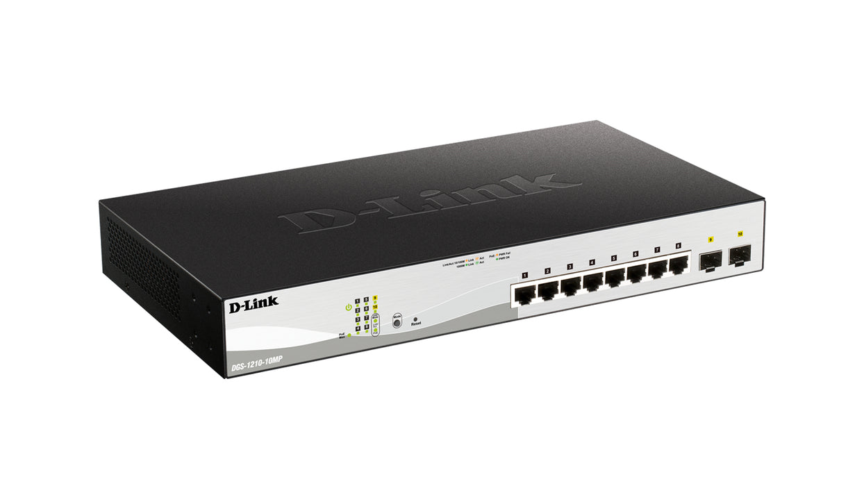 D-Link 10-Port Gigabit PoE+ Smart Managed Switch including 2 SFP Ports, Managed, L2/L3, Gigabit Ethernet (10/100/1000), Full duplex, Power over Ethernet (PoE)