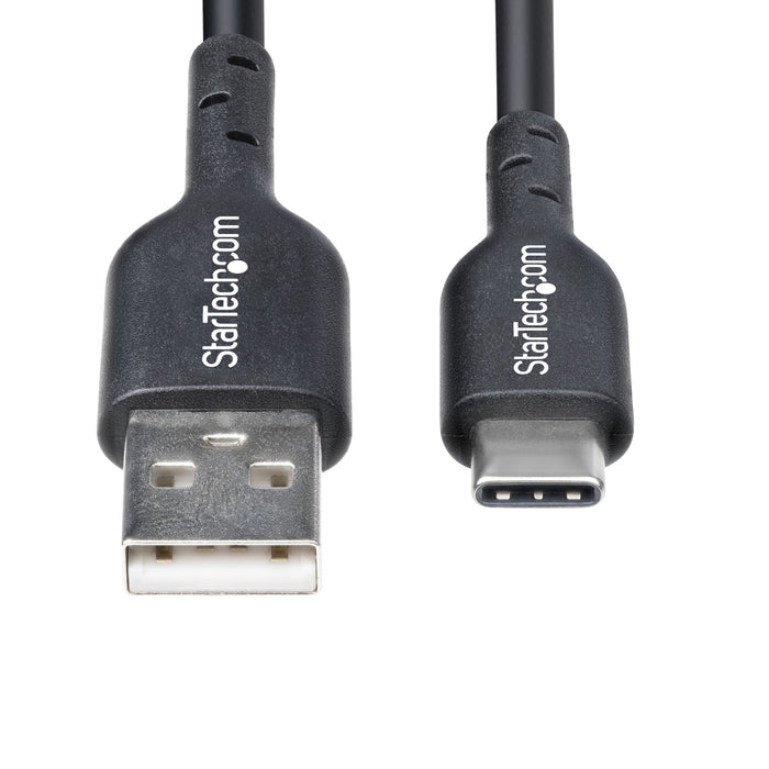 StarTech.com 6.6ft (2m) USB-A to USB-C Charging Cable, Charge & Sync, 3A, USB 2.0, TPE Jacket - Black USB Charging Cord, 2 m, USB A, USB C, USB 2.0, 0.48 Gbit/s, Black