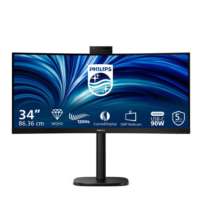 Philips 3000 series 34B2U3600CH/00, 86.4 cm (34"), 3440 x 1440 pixels, Wide Quad HD, LCD, 4 ms, Black