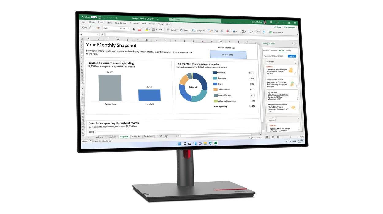 Lenovo ThinkVision P27h-30 68.6 cm (27") 2560 x 1440 pixels Quad HD IPS, 68.6 cm (27"), 2560 x 1440 pixels, Quad HD, LCD, 6 ms, Black