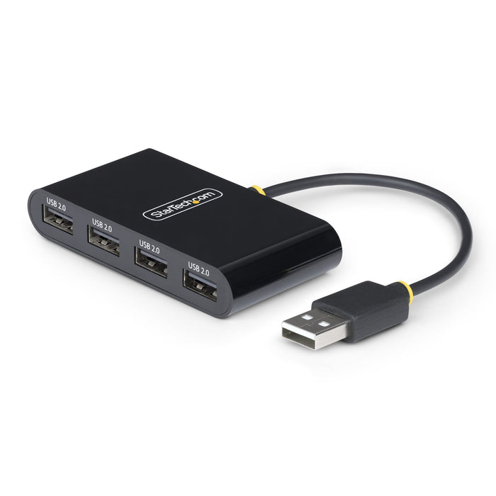 StarTech 4-Port USB 2.0 Hub, USB Bus Powered, Small Travel Mini USB Hub, Multi-Port USB 2.0 Splitter, Portable USB Hub