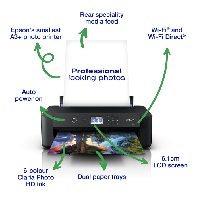 Epson Expression Photo HD XP-15000 A3+ Wireless Inkjet Printer, Colour, 5760 x 1440 DPI, A3+, 29 ppm, Duplex printing, LCD