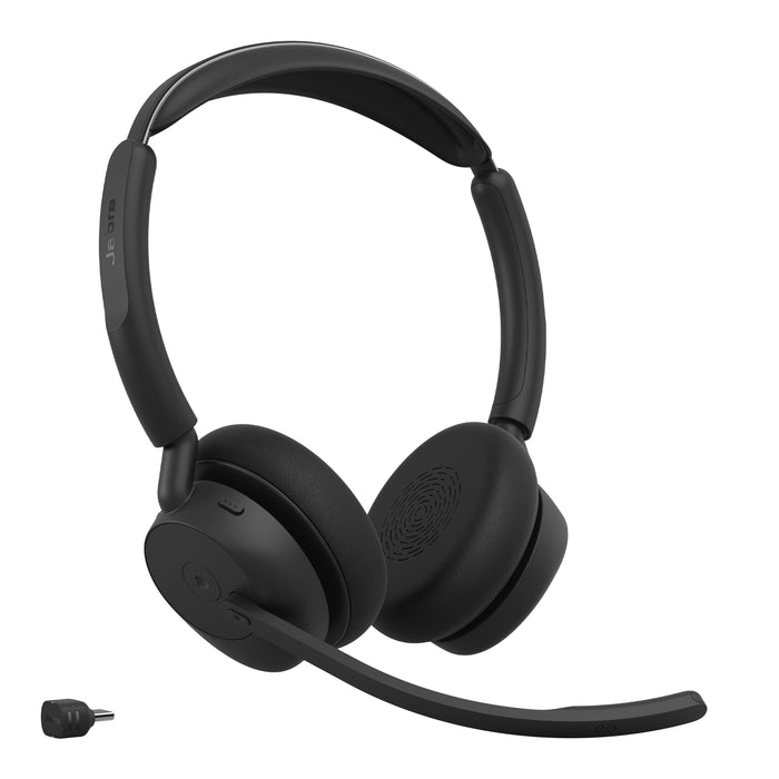 Jabra Evolve3 45 MS - USB-C with Dongle - Stereo, Wireless, Office/Call center, 20 - 20000 Hz, 102 g, Headset, Black