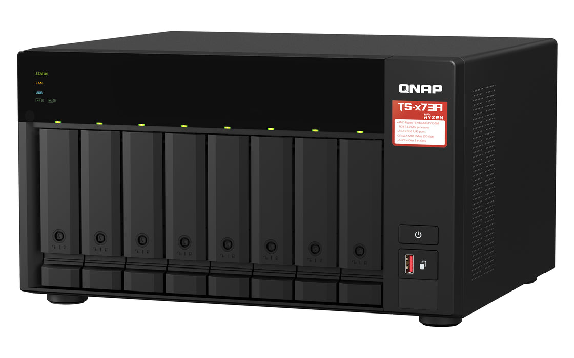 QNAP TS-873A, NAS, Tower, Ryzen Embedded, V1500B, 8 GB, DDR4