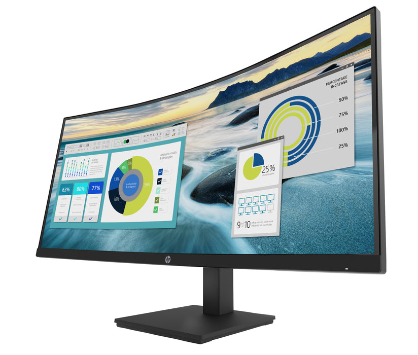 HP P34hc G4 WQHD USB-C Curved Monitor, 86.4 cm (34"), 3440 x 1440 pixels, Wide Quad HD, LCD, 5 ms, Black
