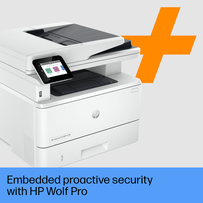 HP LaserJet Pro 4102fdn Multifunction Black and white Printer, Ethernet Only; Copier, Scanner, Laser, Mono printing, 1200 x 1200 DPI, Mono copying, A4, White
