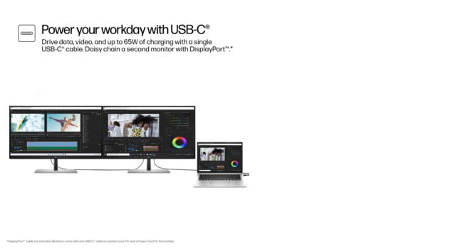 HP E24u G5 FHD USB-C Monitor, 60.5 cm (23.8"), 1920 x 1080 pixels, Full HD, LCD, 5 ms, Black, Silver
