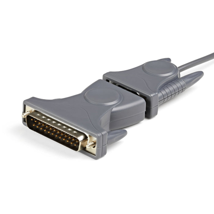 StarTech.com 3ft (91cm) 1-Port USB to Serial Cable, DB9/DB25 RS232 to USB Converter, Prolific, USB to Serial Adapter, Grey, 0.9 m, USB Type-A, DB-9, Male, Male
