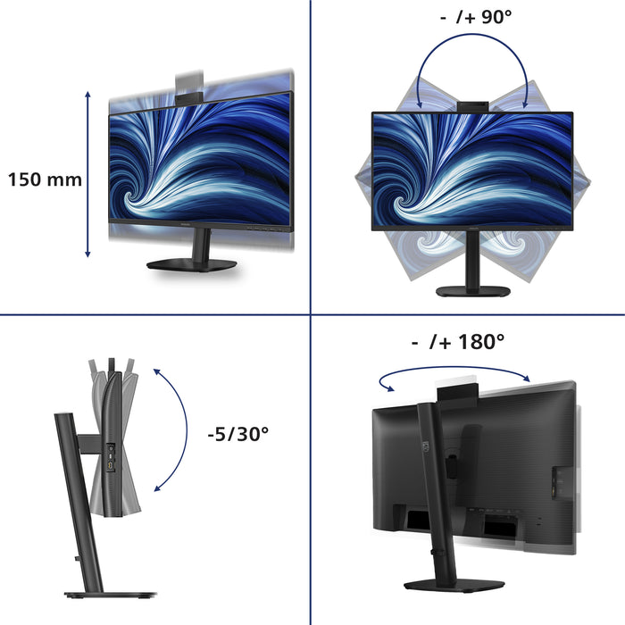 Philips 3000 series 24B2U3301H/00, 60.5 cm (23.8"), 1920 x 1080 pixels, Full HD, LCD, 4 ms, Black