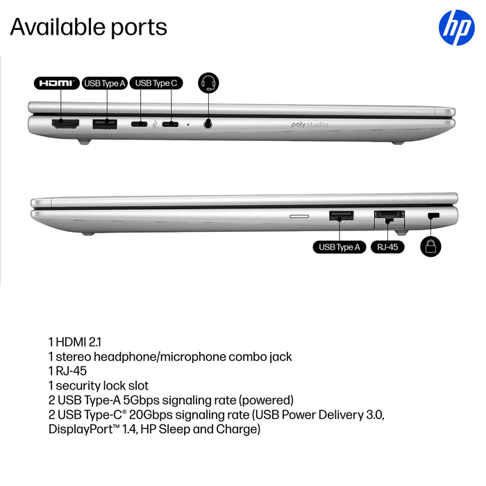 HP ProBook 4 G1iR, Intel Core 5, 35.6 cm (14"), 1920 x 1200 pixels, 8 GB, 256 GB, Windows 11 Pro