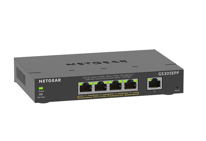 NETGEAR GS305EPP, Managed, L3, Gigabit Ethernet (10/100/1000), Power over Ethernet (PoE), Wall mountable