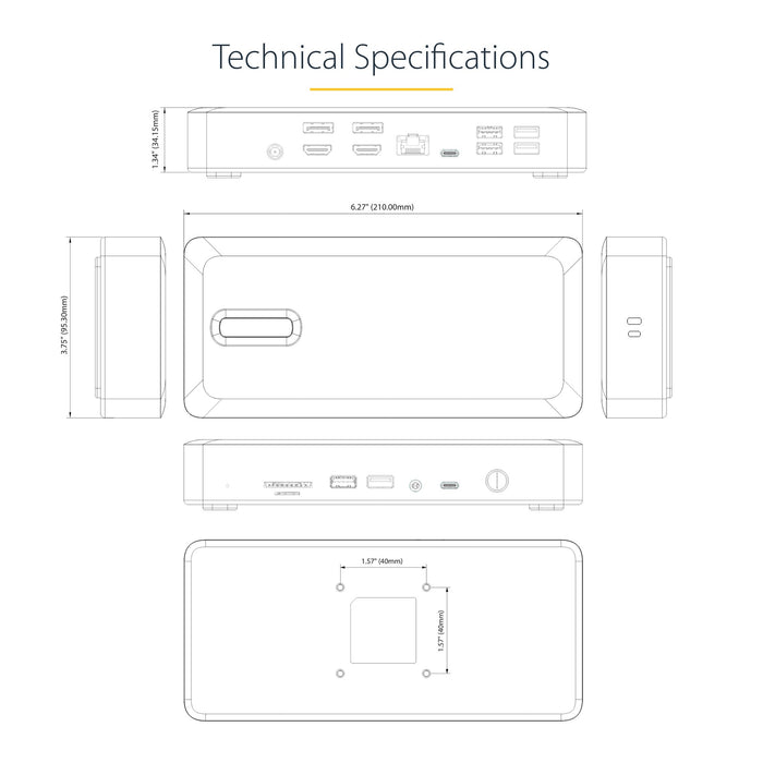 StarTech.com Universal USB4 & Thunderbolt 4 Docking Station, Quad Display on Windows, Dual Display on MacBook, HDMI DP Dock with 100W Laptop Charging, Wired, Thunderbolt 4, 98 W, 3.5 mm, 10,100,1000,2500 Mbit/s, 2.5GBASE-T, 10BASE-T, 100BASE-T, 1000BASE-T