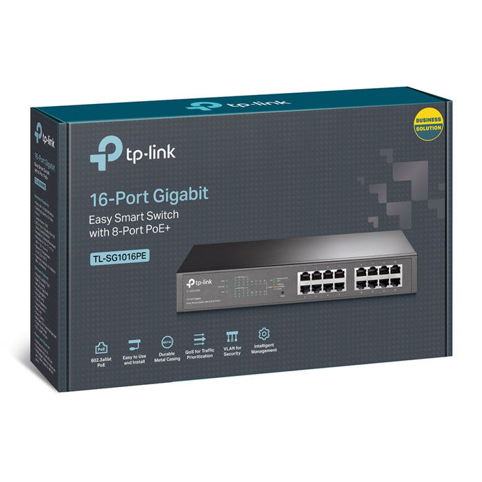 TP-Link TL-SG1016PE, Managed, L2, Gigabit Ethernet (10/100/1000), Full duplex, Power over Ethernet (PoE), Rack mounting