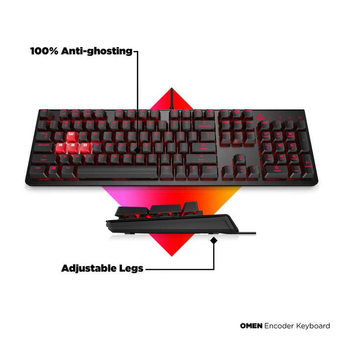 HP OMEN by Encoder Keyboard, Full-size (100%), Wired, USB, Mechanical, Black