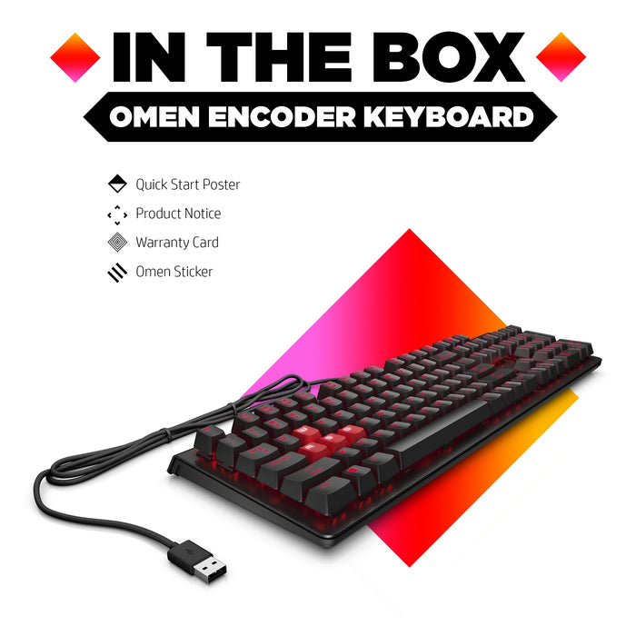 HP OMEN by Encoder Keyboard, Full-size (100%), Wired, USB, Mechanical, Black