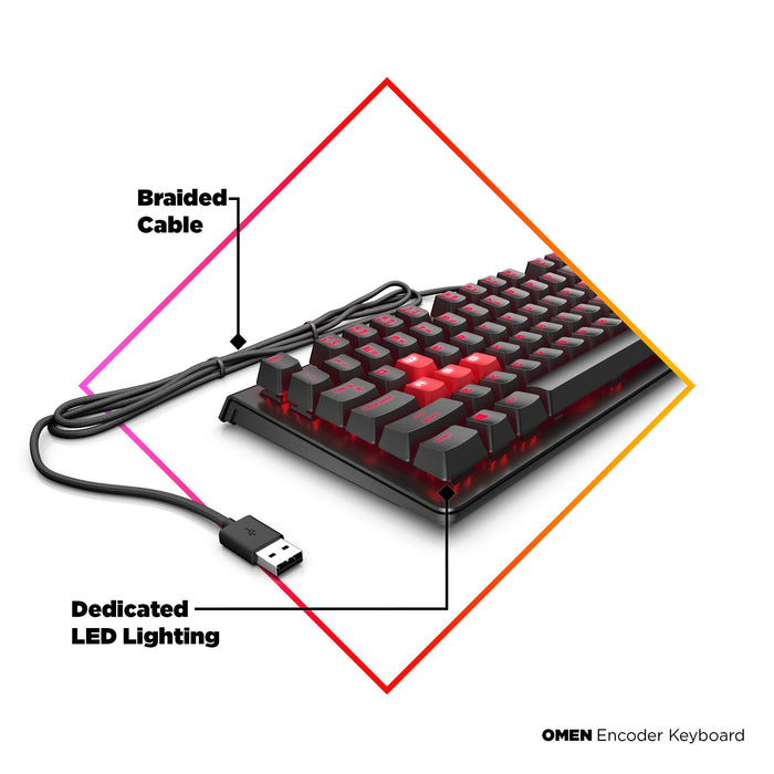 HP OMEN by Encoder Keyboard, Full-size (100%), Wired, USB, Mechanical, Black