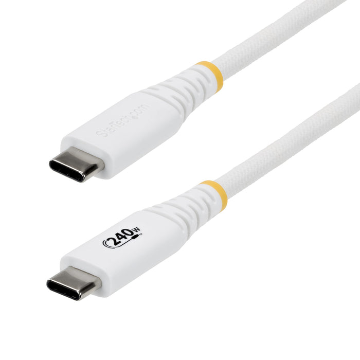 StarTech.com 2m (6ft) USB-C Charging Cable, Durable and Ultra-Flexible, 240W (5A) PD EPR, USB 2.0 Laptop Charger Cable, USB-IF Certified, Rugged USB-C Charging Cord - White, 2 m, USB C, USB C, USB 2.0, 0.48 Gbit/s, White