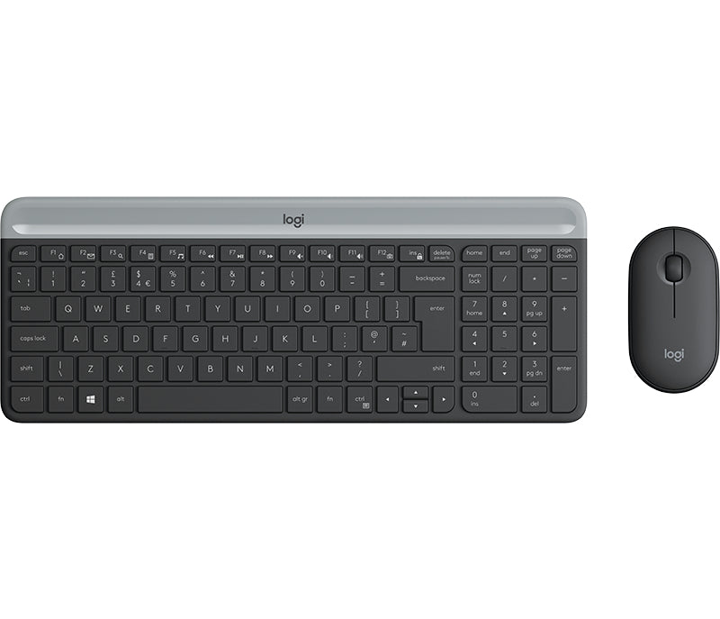 Logitech MK470 Slim Combo, Full-size (100%), Wireless, RF Wireless, QWERTY, Graphite, Mouse included