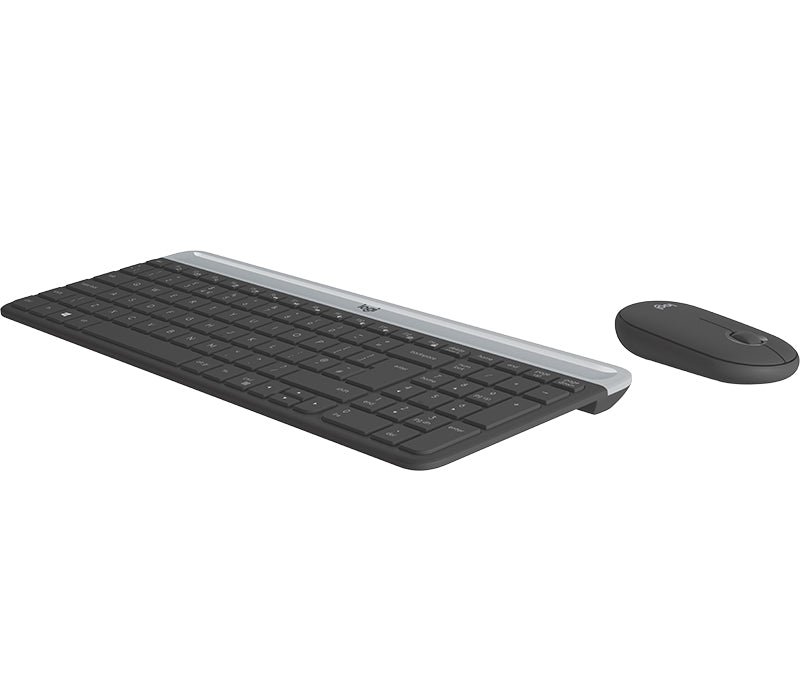 Logitech MK470 Slim Combo, Full-size (100%), RF Wireless, QWERTY, Graphite, Mouse included