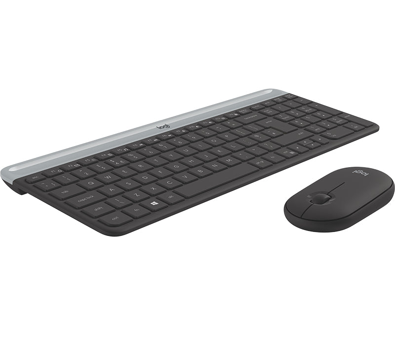 Logitech MK470 Slim Combo, Full-size (100%), RF Wireless, QWERTY, Graphite, Mouse included