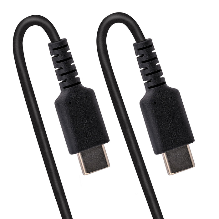 StarTech.com 1.6ft (50cm) USB-C Fast Charging Cable, Rugged, Coiled, Charge & Sync, 3A, USB 2.0, TPE Jacket and Aramid Fiber - USB C Charging Cord, 0.5 m, USB C, USB C, USB 2.0, 0.48 Gbit/s, Black