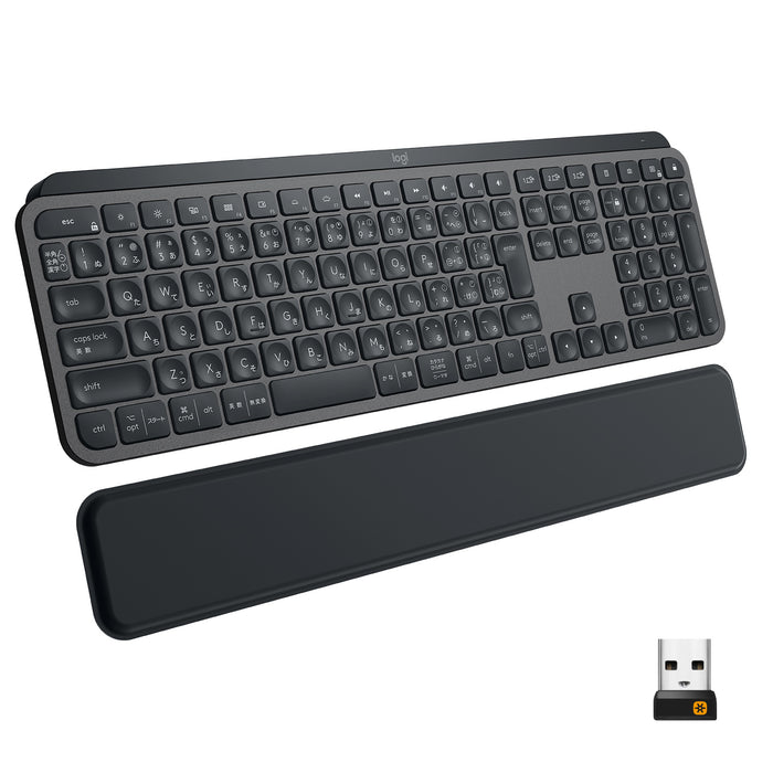 Logitech MX Keys Advanced Wireless Illuminated Keyboard, Full-size (100%), Wireless, RF Wireless + Bluetooth, QWERTY, Graphite