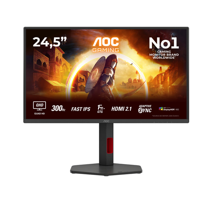 AOC G4 Q25G4SR, 62.2 cm (24.5"), 2560 x 1440 pixels, Quad HD, LED, 1 ms, Black, Red