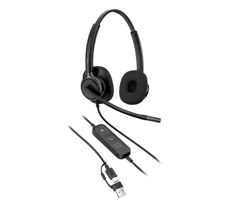 HP Poly Mission 425 Stereo USB Wired Headset Classic (Bulk), Wired, 126 g, Headset, Black