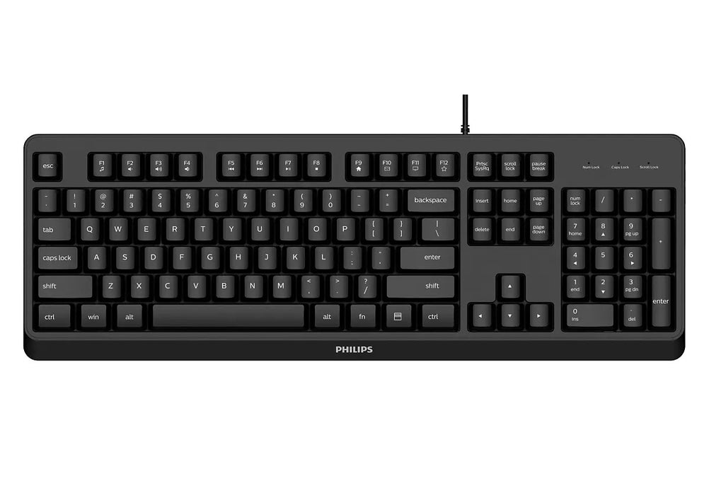 Philips 2000 series SPK6207BL/40, Full-size (100%), Wired, USB, QWERTY, Black