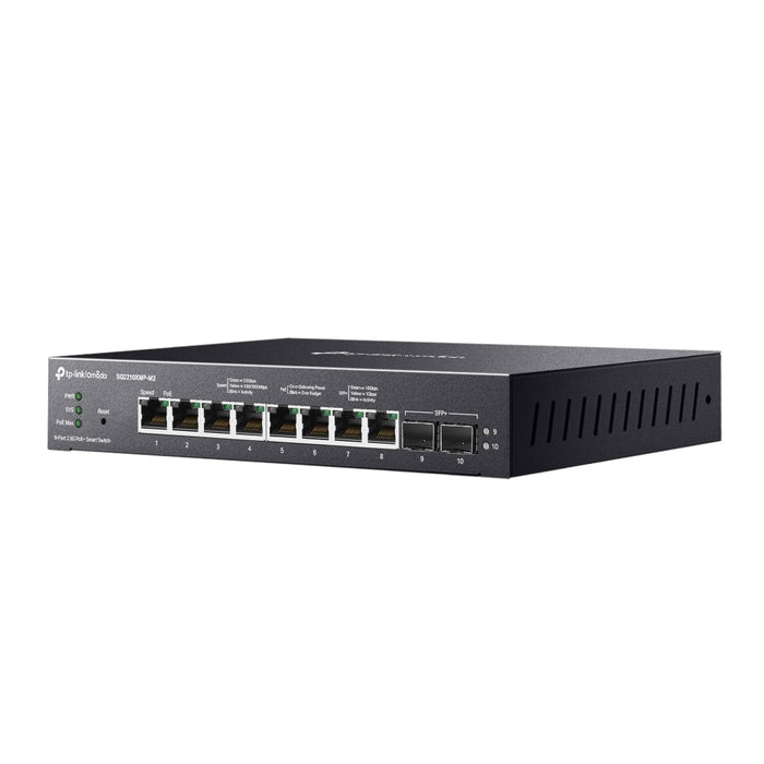 TP-Link Omada 8-Port 2.5GBASE-T and 2-Port 10GE SFP+ Smart Switch with 8-Port PoE+, Managed, L2/L2+, 2.5G Ethernet (100/1000/2500), Power over Ethernet (PoE), Rack mounting, Wall mountable