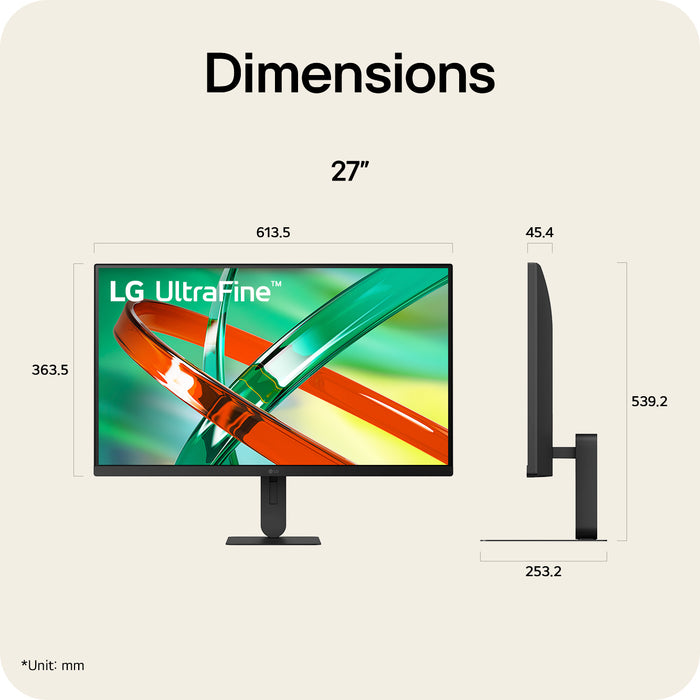 LG UltraFine™ U7 27U710B-B, 27-inch UHD 4K UHD IPS monitor, 68.6 cm (27"), 3840 x 2160 pixels, 4K Ultra HD, LCD, 5 ms, Black