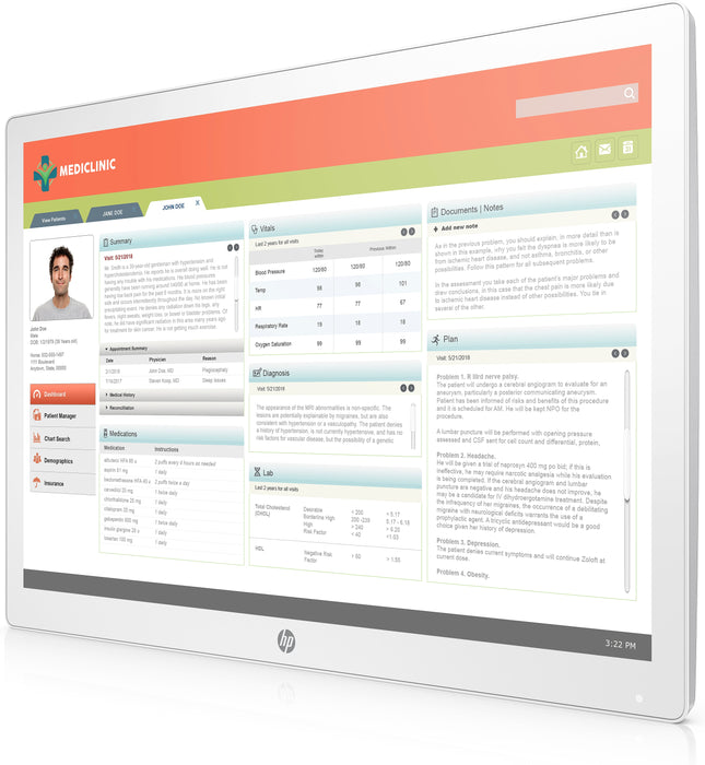 HP Healthcare Edition HC241, 61 cm (24"), 1920 x 1200 pixels, WUXGA, LED, 14 ms, White