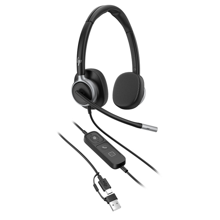 HP Poly Mission 625 Stereo USB Wired Headset (Bulk), Wired, Business/Everyday, 20 - 20000 Hz, 147 g, Headset, Black