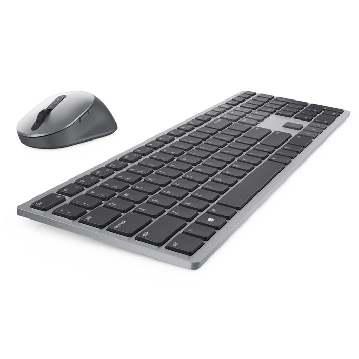 DELL Pro Plus Keyboard and Mouse - KM7321W - UK (QWERTY), Wireless, RF Wireless + Bluetooth, Scissor key switch, QWERTY, Grey, Titanium, Mouse included