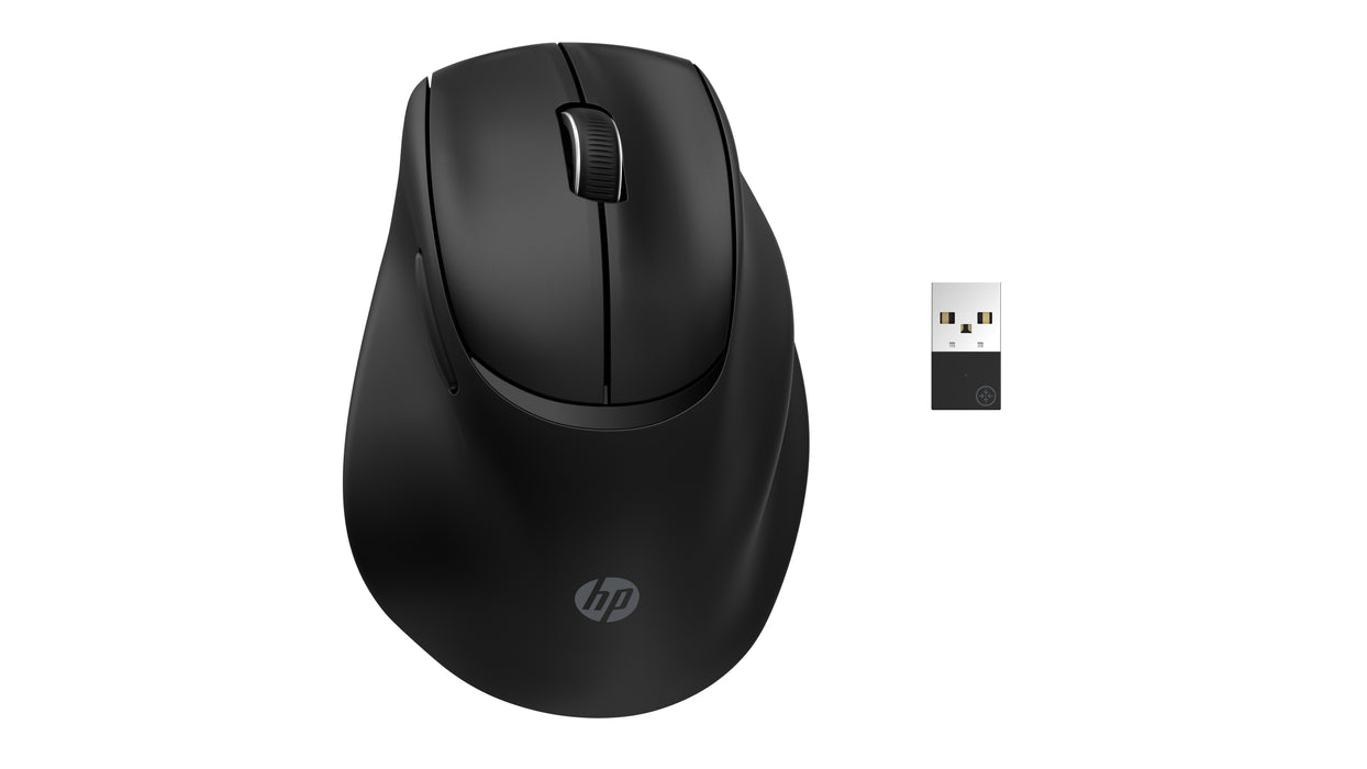 HP Tilt Ergonomic Mouse 725M, Right-hand, RF Wireless + Bluetooth, 6000 DPI, Black