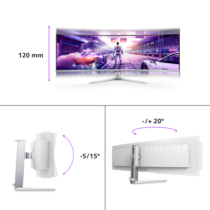Philips Evnia 8000 49M2C8900/00, 124.2 cm (48.9"), 5120 x 1440 pixels, Dual QHD, QD-OLED, 0.03 ms, White