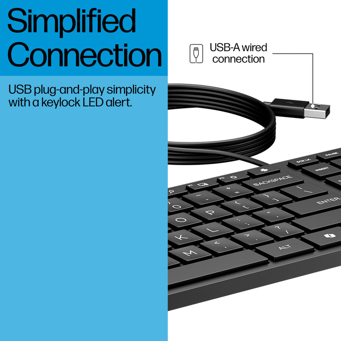 HP Wired Desktop 320K Keyboard, Full-size (100%), Wired, USB, Black