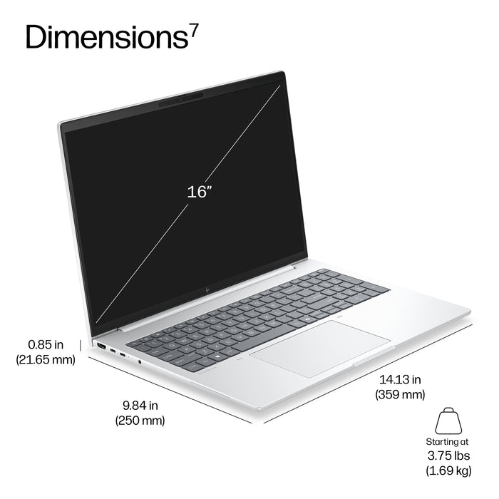 HP EliteBook 8 G2i 16 inch Notebook Next Gen AI PC Wolf Pro Security Edition, Intel Core Ultra 7, 40.6 cm (16"), 1920 x 1200 pixels, 32 GB, 512 GB, Windows 11 Pro