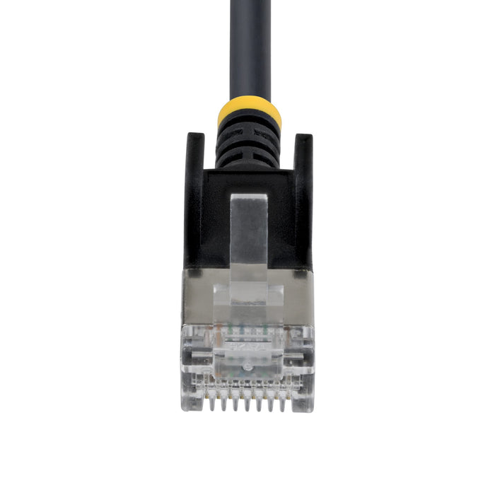 StarTech.com 50cm Black Ultra Slim Cat6A Ethernet Cable, Snagless, FTP, Pure Bare Copper Wire, 34AWG Slim RJ45 Network Patch Cord, Individually Tested, 0.5 m, Cat6a, U/FTP (STP), RJ-45, RJ-45, Black