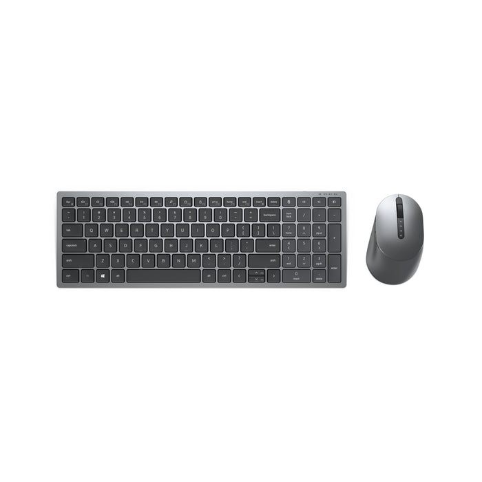 DELL Multi-Device Wireless Keyboard and Mouse - KM7120W - UK (QWERTY), Full-size (100%), Wireless, RF Wireless + Bluetooth, QWERTY, Grey, Titanium, Mouse included