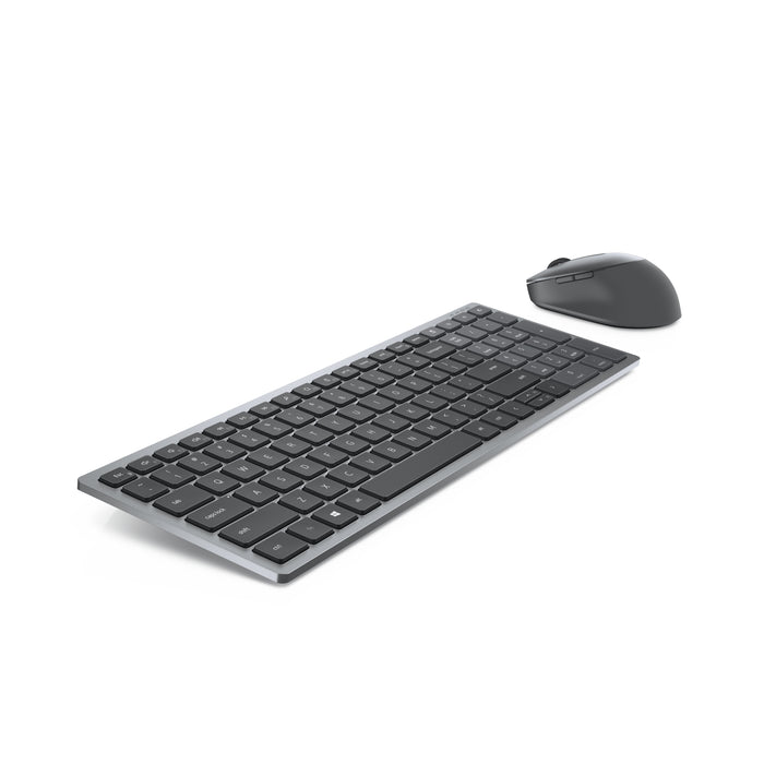 DELL Multi-Device Wireless Keyboard and Mouse - KM7120W - UK (QWERTY), Full-size (100%), Wireless, RF Wireless + Bluetooth, QWERTY, Grey, Titanium, Mouse included