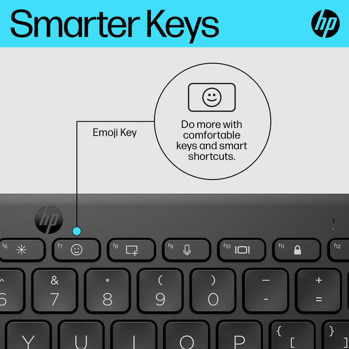 HP 355 Compact Multi-Device Bluetooth Keyboard, Wireless, Bluetooth, Mechanical, Black